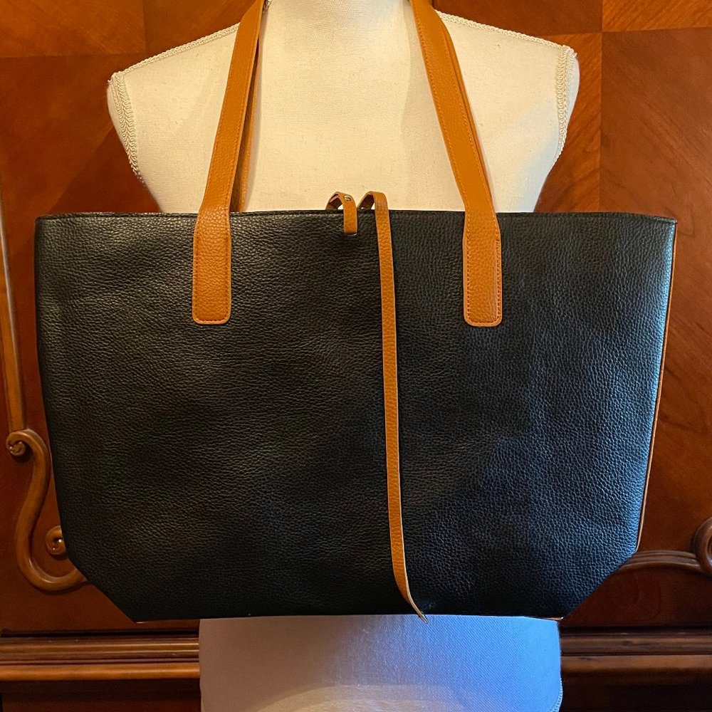 Black Textured Tote Bag